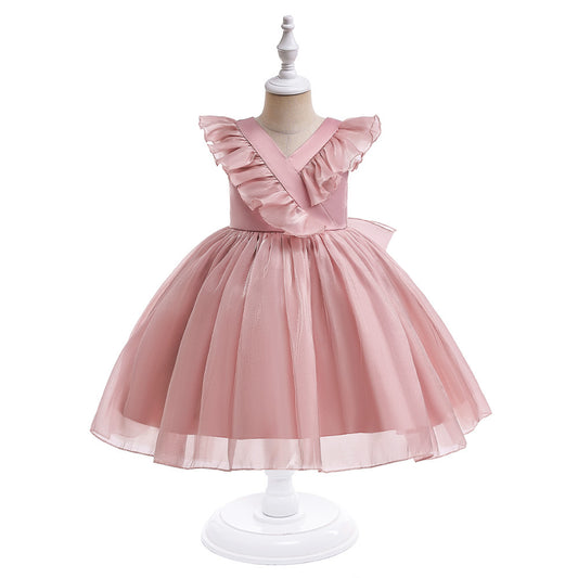 A-Line Ruffle Organza Flower Girl Dress – Cute Tea Length Party Dress for Kids
