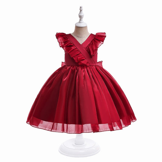 A-Line Ruffle Organza Flower Girl Dress – Cute Tea Length Party Dress for Kids