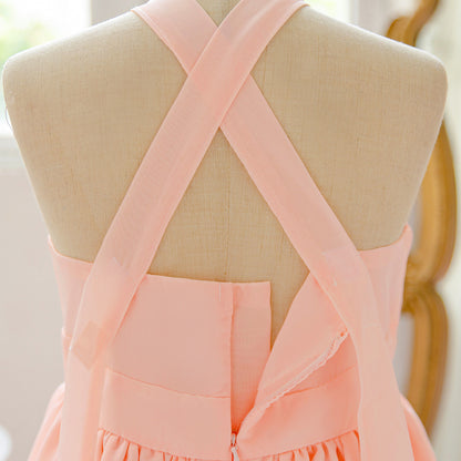 Frocklet Cute Pink High-Low Halter Neck A-Line Flower Girl Dress for Parties & Celebrations 5