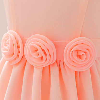 Frocklet Cute Pink High-Low Halter Neck A-Line Flower Girl Dress for Parties & Celebrations 8