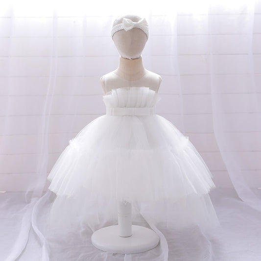Cute High-Low Tulle Ball Gown for Baby Girls | Puffy Princess Dress 9-24M