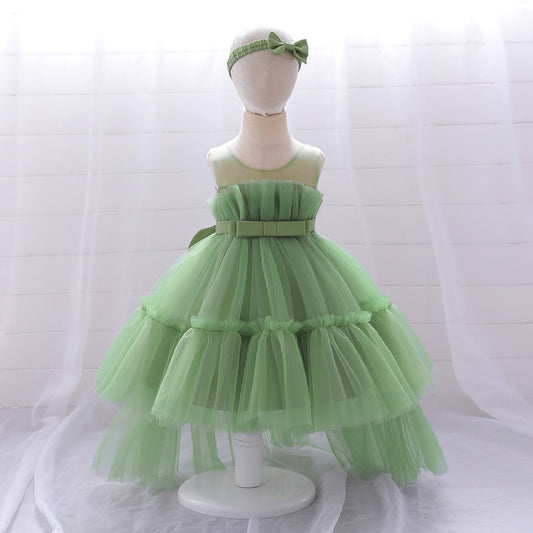 Cute High-Low Tulle Ball Gown for Baby Girls | Puffy Princess Dress 9-24M