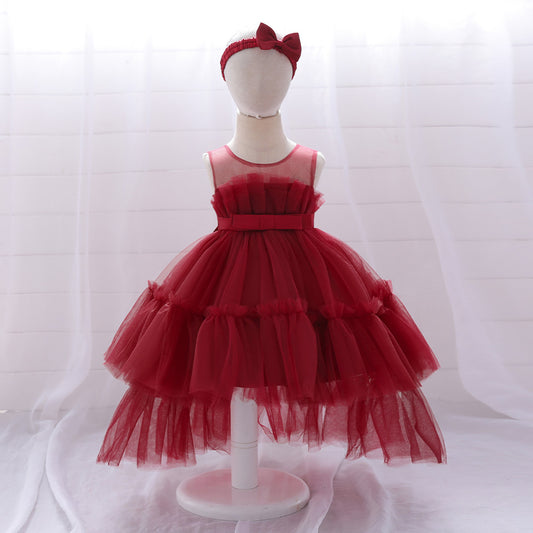 Cute High-Low Tulle Ball Gown for Baby Girls | Puffy Princess Dress 9-24M