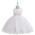 Cute Lace Applique Puffy Flower Girl Dress for Kids