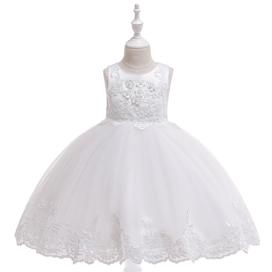 Cute Puffy Lace Flower Girl Dress – Kids Ball Gown for Parties & Weddings