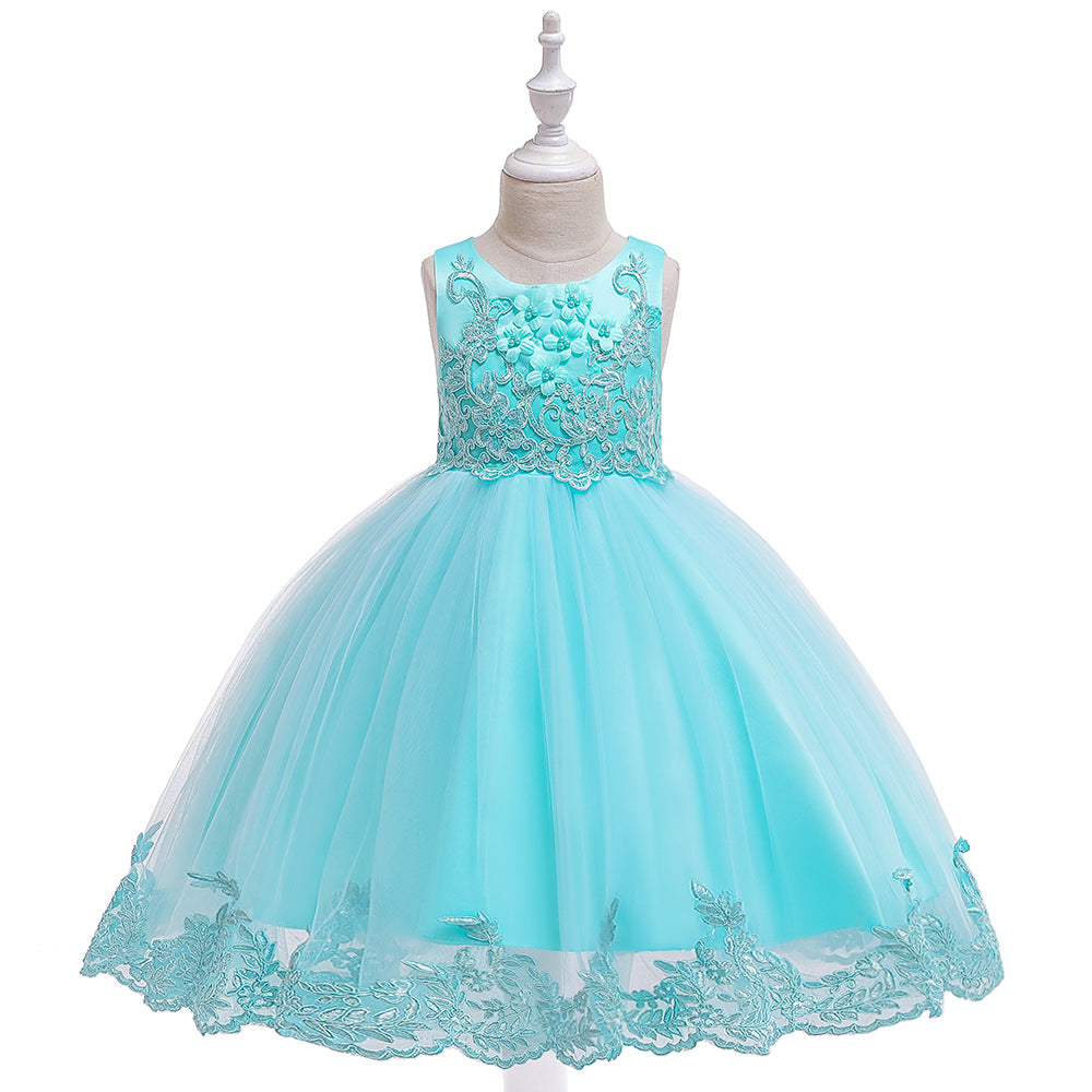Cute Puffy Lace Flower Girl Dress – Kids Ball Gown for Parties & Weddings