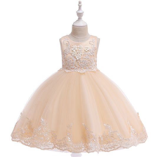 Cute Puffy Lace Flower Girl Dress – Kids Ball Gown for Parties & Weddings