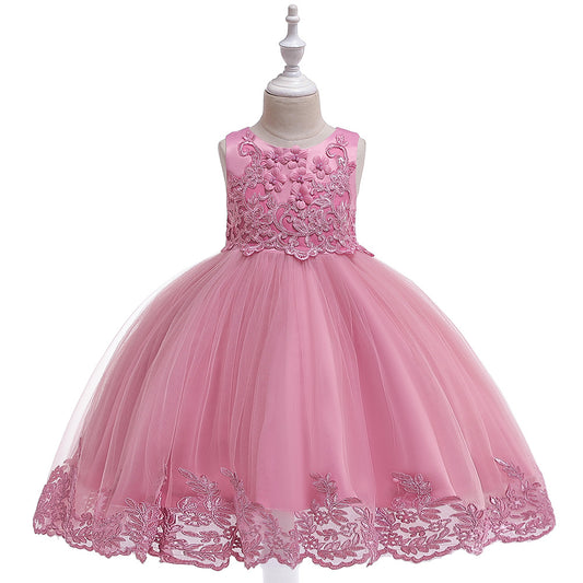 Cute Puffy Lace Flower Girl Dress – Kids Ball Gown for Parties & Weddings