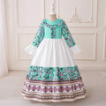 Cute Light Green Floral Print Maxi Dress for Girls