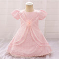 Cute Light Pink A-Line Flower Girl Dress with Puff Sleeves