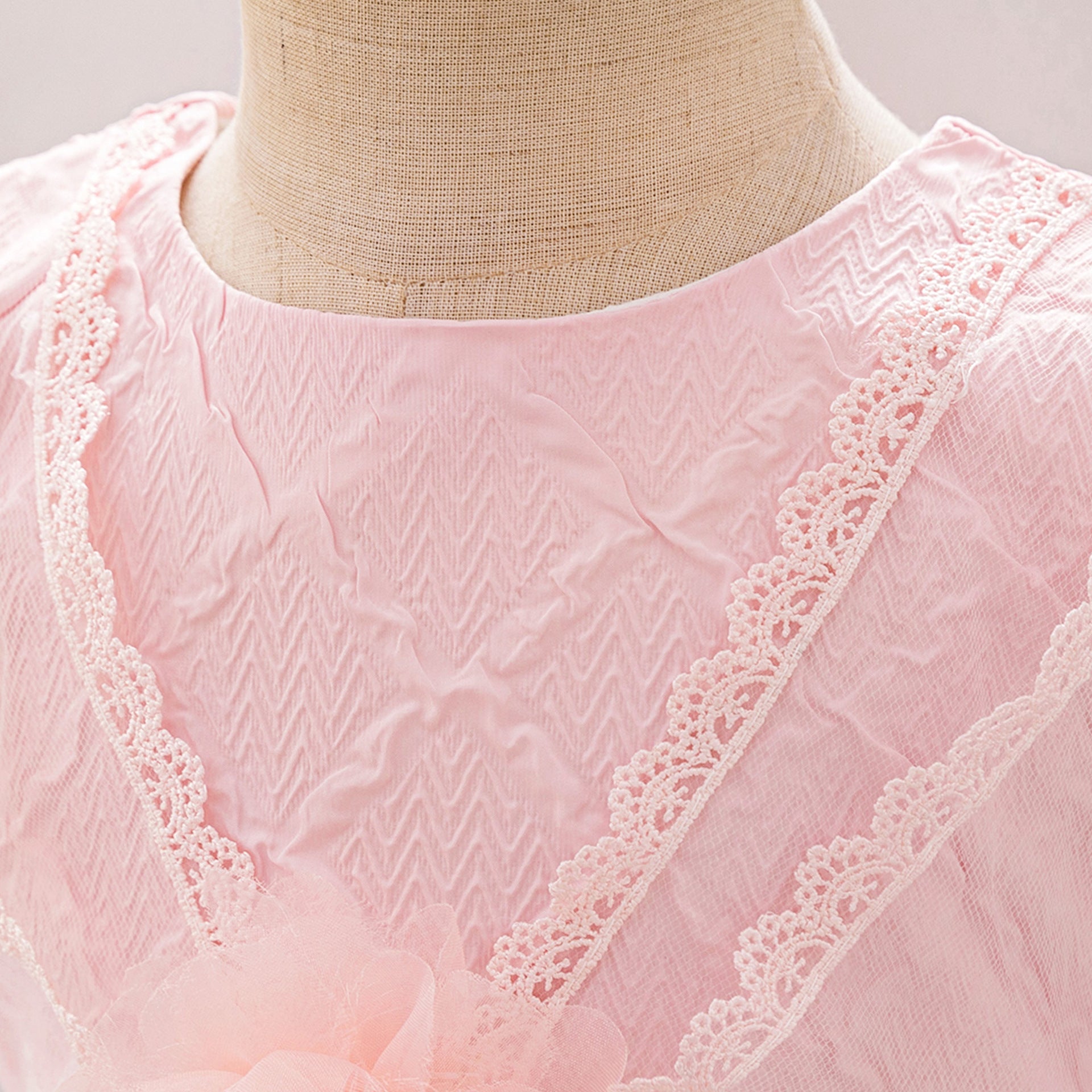 Light Pink A-Line Puff Sleeve Flower Girl Dress | Princess Party Dress for Girls