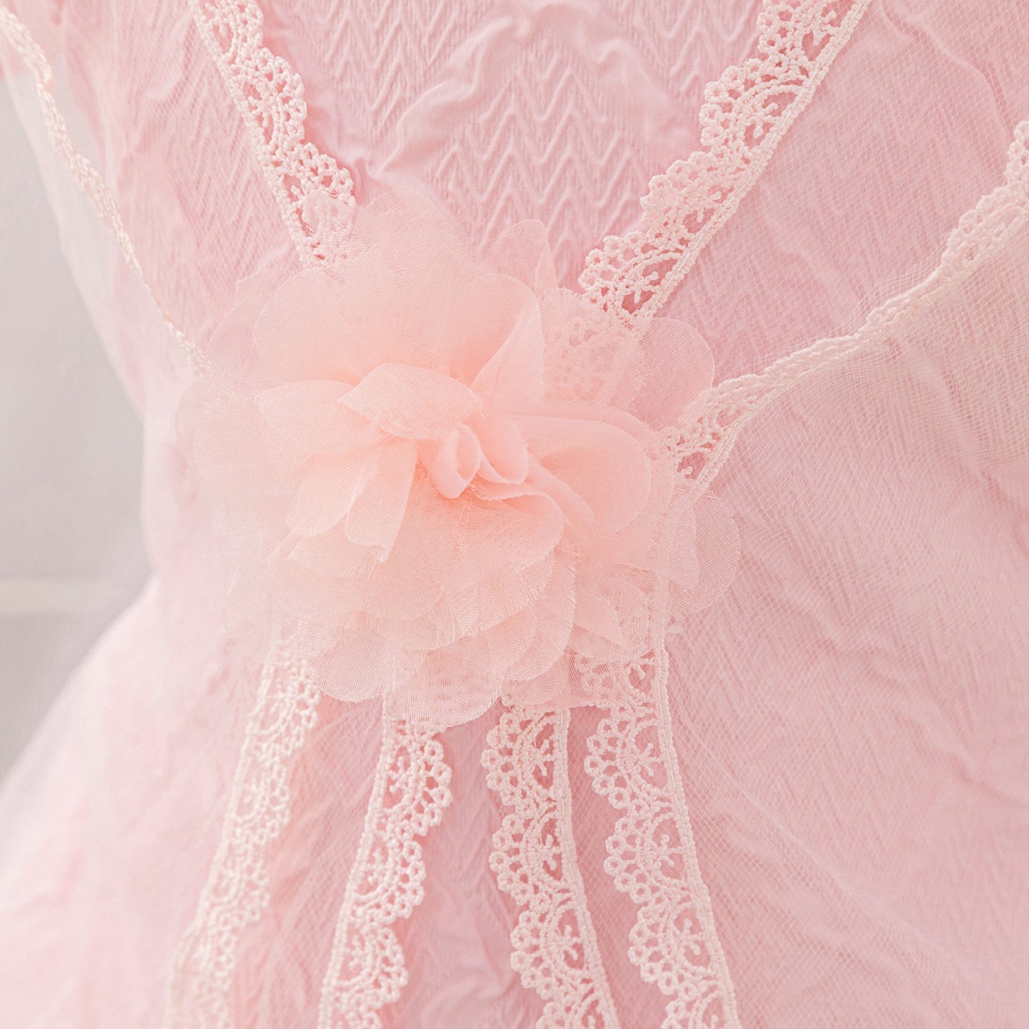 Light Pink A-Line Puff Sleeve Flower Girl Dress | Princess Party Dress for Girls