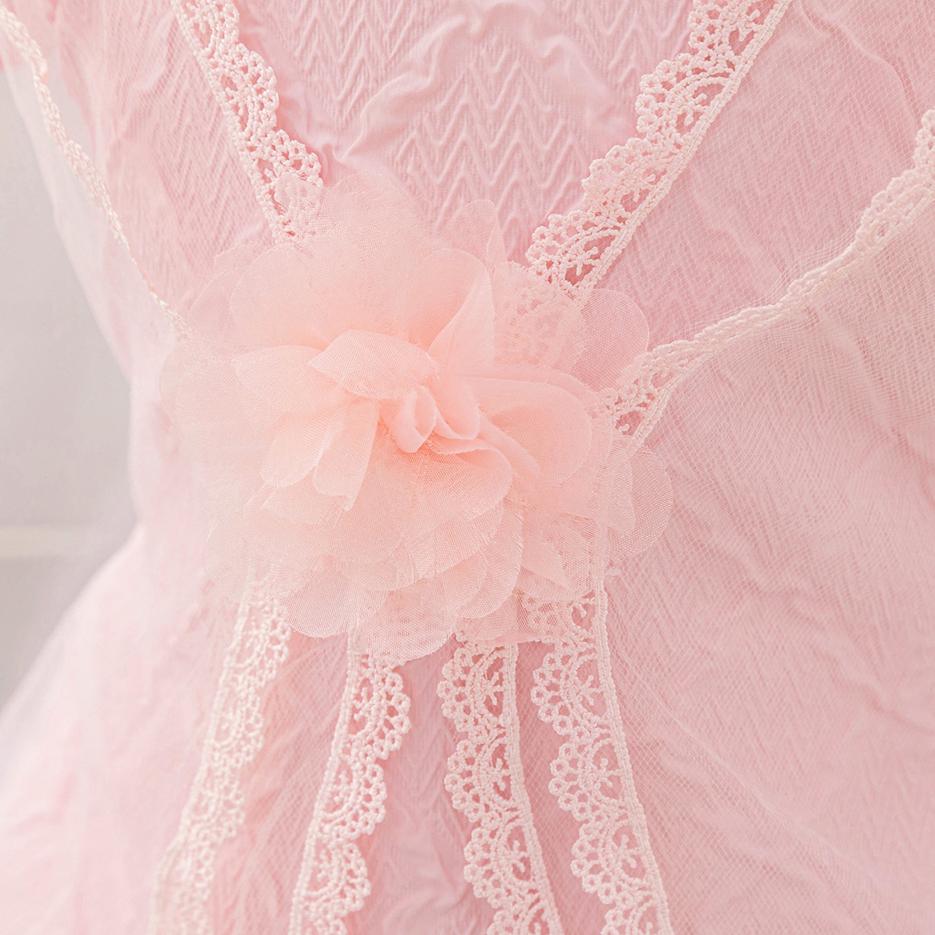 Light Pink A-Line Puff Sleeve Flower Girl Dress | Princess Party Dress for Girls
