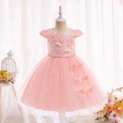 Frocklet Light Pink A-Line Tulle Flower Girl Dress with Bowknot & Sequins | Toddler Princess Party Dress 1