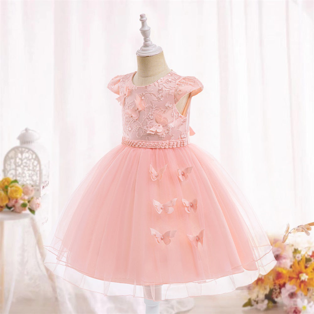 Light Pink A-Line Tulle Flower Girl Dress with Bowknot & Sequins | Toddler Princess Party Dress