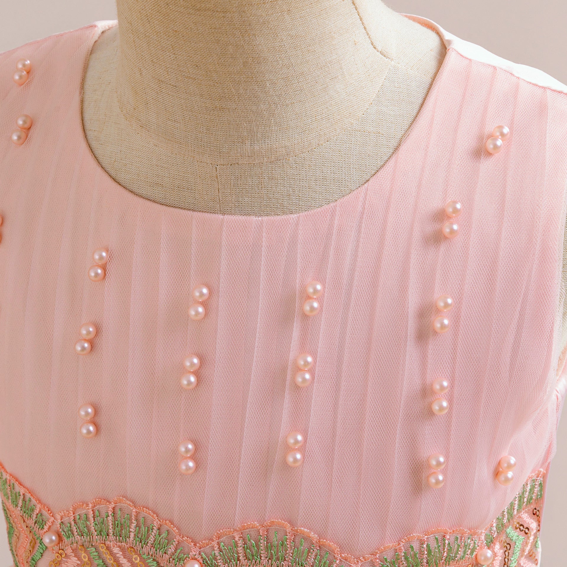 Light Pink Maxi Princess Dress for Girls with Sequins & Embroidery | Age 5-13
