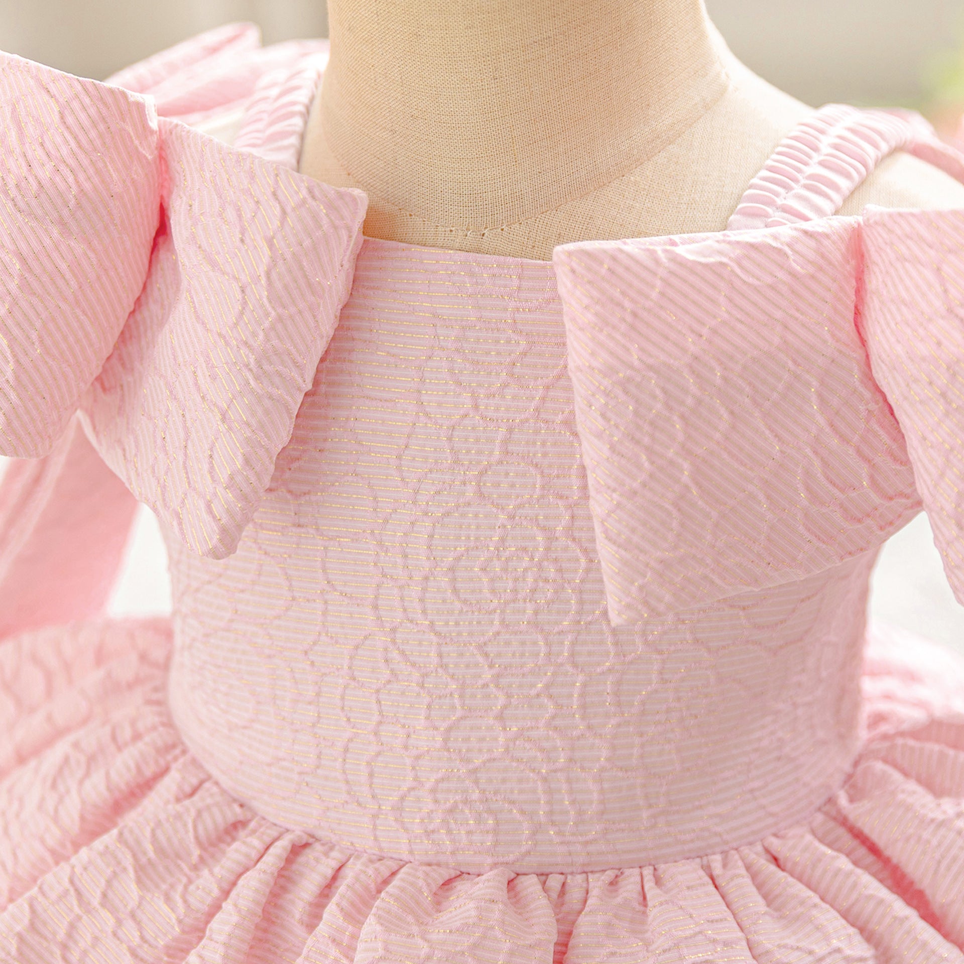 Cute Light Pink Off-Shoulder Puffy Princess Dress for Toddlers – Party & Wedding Outfit