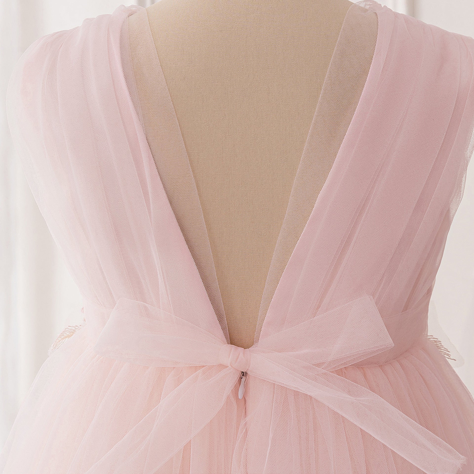Light Pink Tulle Maxi Dress for Girls - Sequin Princess A-line Gown