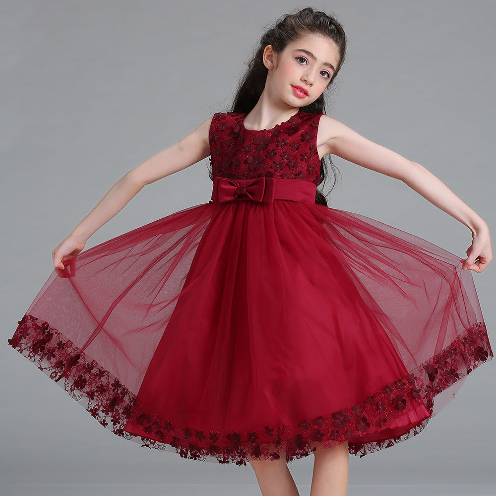 A-Line Mesh Flower Girl Dress – Cute Knee-Length Party Outfit for Kids