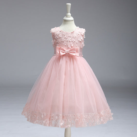 A-Line Mesh Flower Girl Dress – Cute Knee-Length Party Outfit for Kids