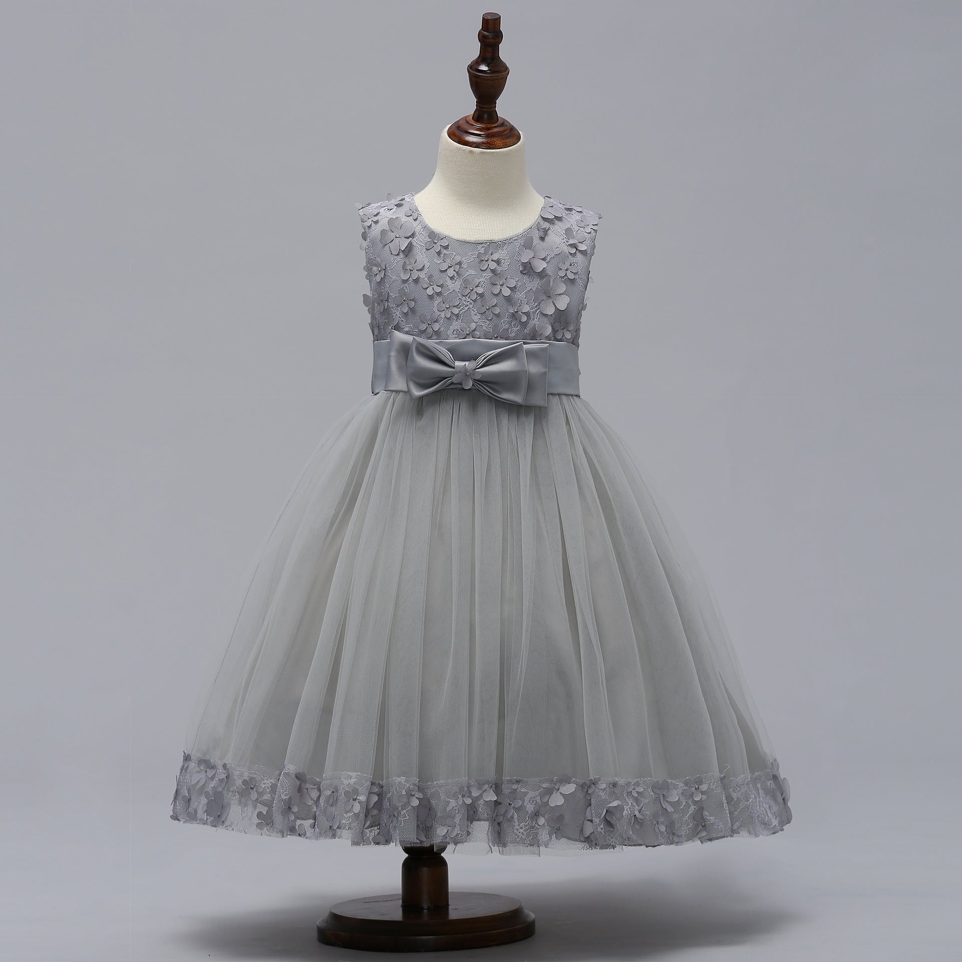 A-Line Mesh Flower Girl Dress – Cute Knee-Length Party Outfit for Kids