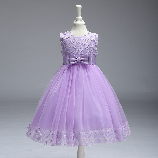 A-Line Mesh Flower Girl Dress – Cute Knee-Length Party Outfit for Kids