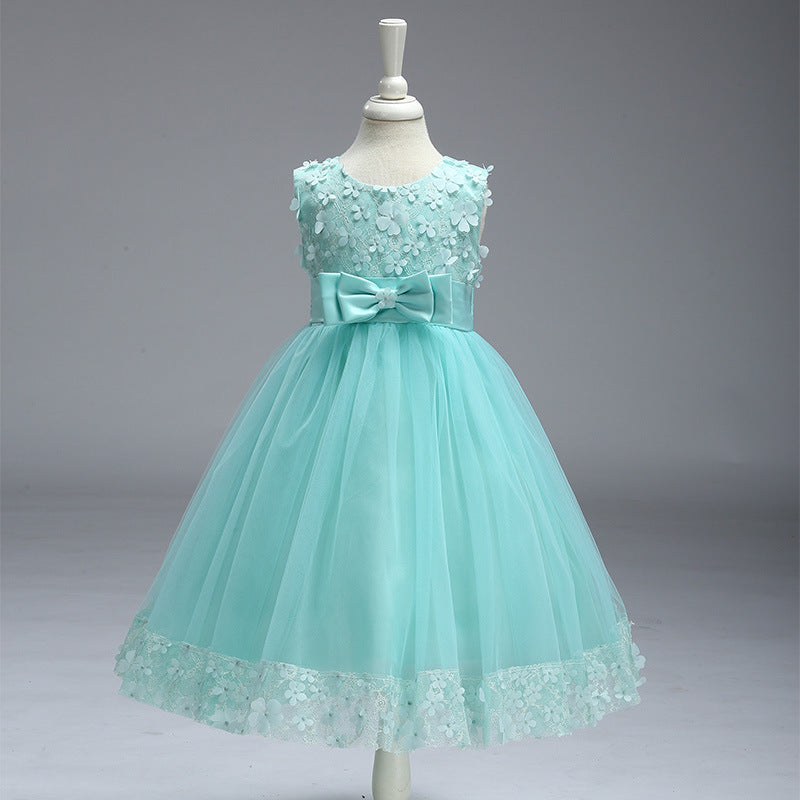 A-Line Mesh Flower Girl Dress – Cute Knee-Length Party Outfit for Kids