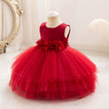 Cute Mesh Puffy Princess Dress with Appliqué for Little Girls