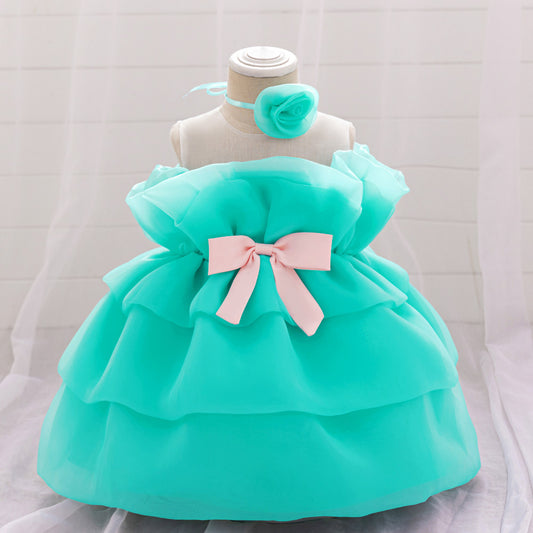 Mint Green Off Shoulder Tulle Flower Girl Dress – Cute & Playful Party Princess Outfit