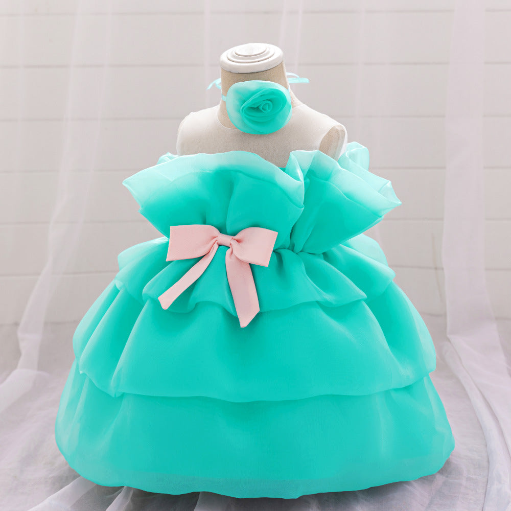 Mint Green Off Shoulder Tulle Flower Girl Dress – Cute & Playful Party Princess Outfit