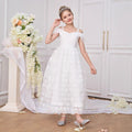 Cute Off Shoulder A-Line Lace Tulle Flower Girl Dress