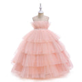 Cute Off Shoulder A-Line Maxi Mesh Dress for Girls