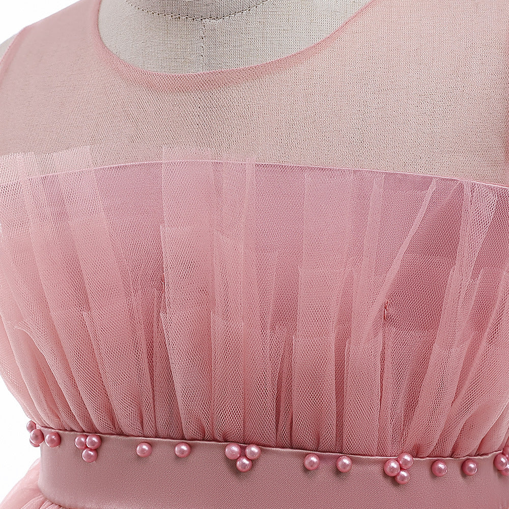 Cute Off Shoulder A-Line Maxi Mesh Dress for Girls | Layered Princess Gown
