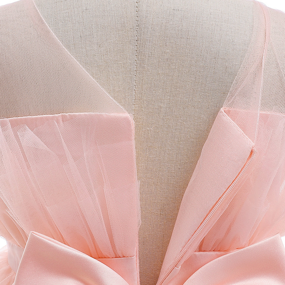 Cute Off Shoulder A-Line Maxi Mesh Dress for Girls | Layered Princess Gown