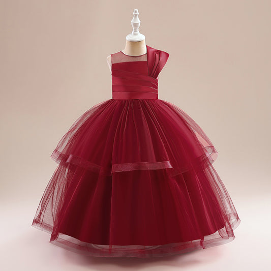 Off Shoulder Tiered Maxi Dress for Girls - A-line Party & Flower Girl Gown
