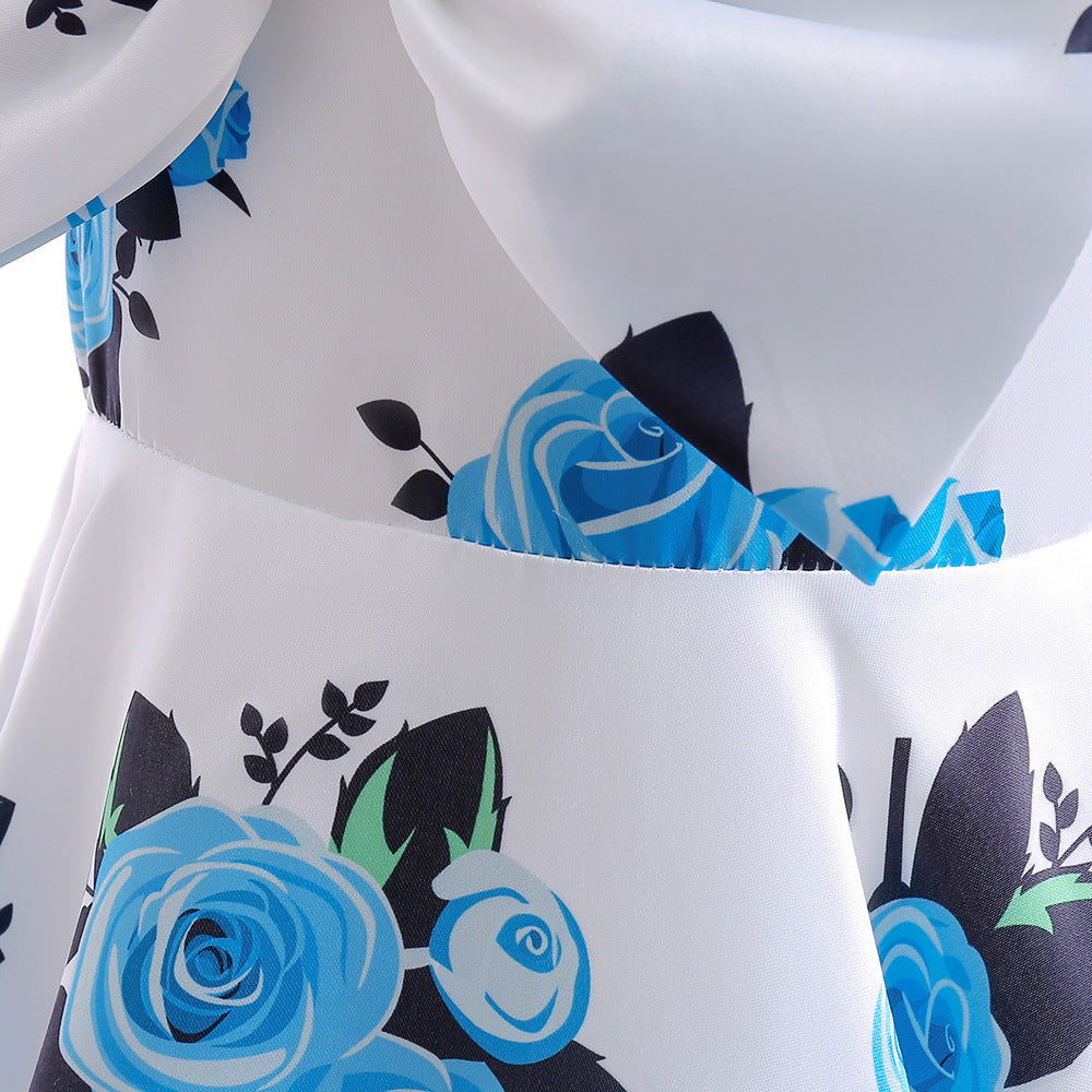 Cute Off Shoulder Floral A-Line Dress with Bow for Girls | Party & Flower Girl Dress