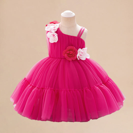 Adorable Off Shoulder Tulle Flower Girl Dress | Baby & Toddler Party Outfit