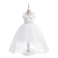 Cute Off Shoulder High-Low A-Line Girl's Dress with Lace and Sequins