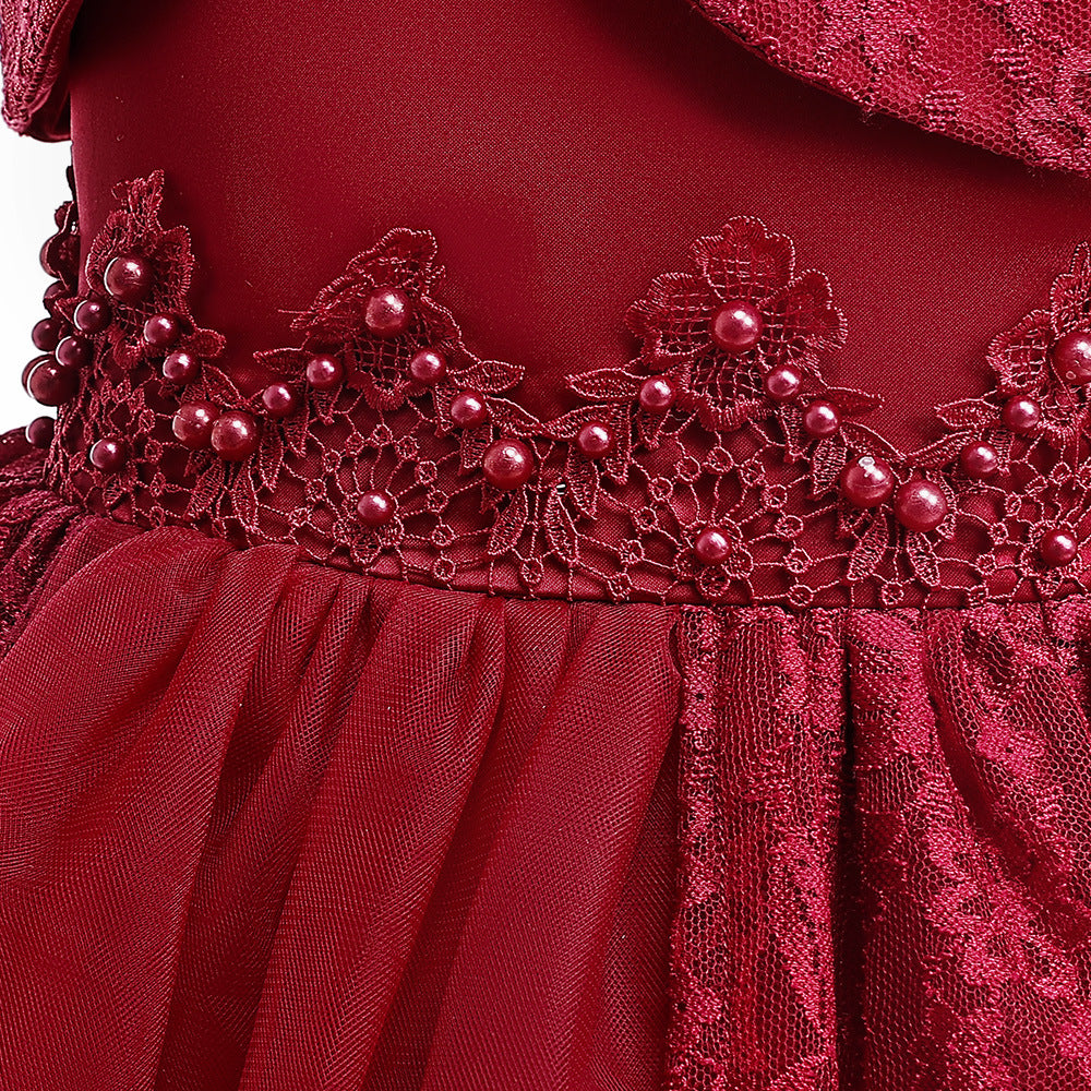 Off Shoulder Lace & Sequin A-Line Girl's High-Low Dress Tea Length