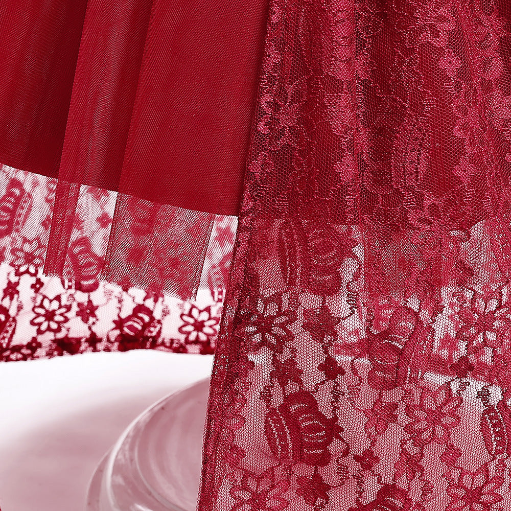 Off Shoulder Lace & Sequin A-Line Girl's High-Low Dress Tea Length