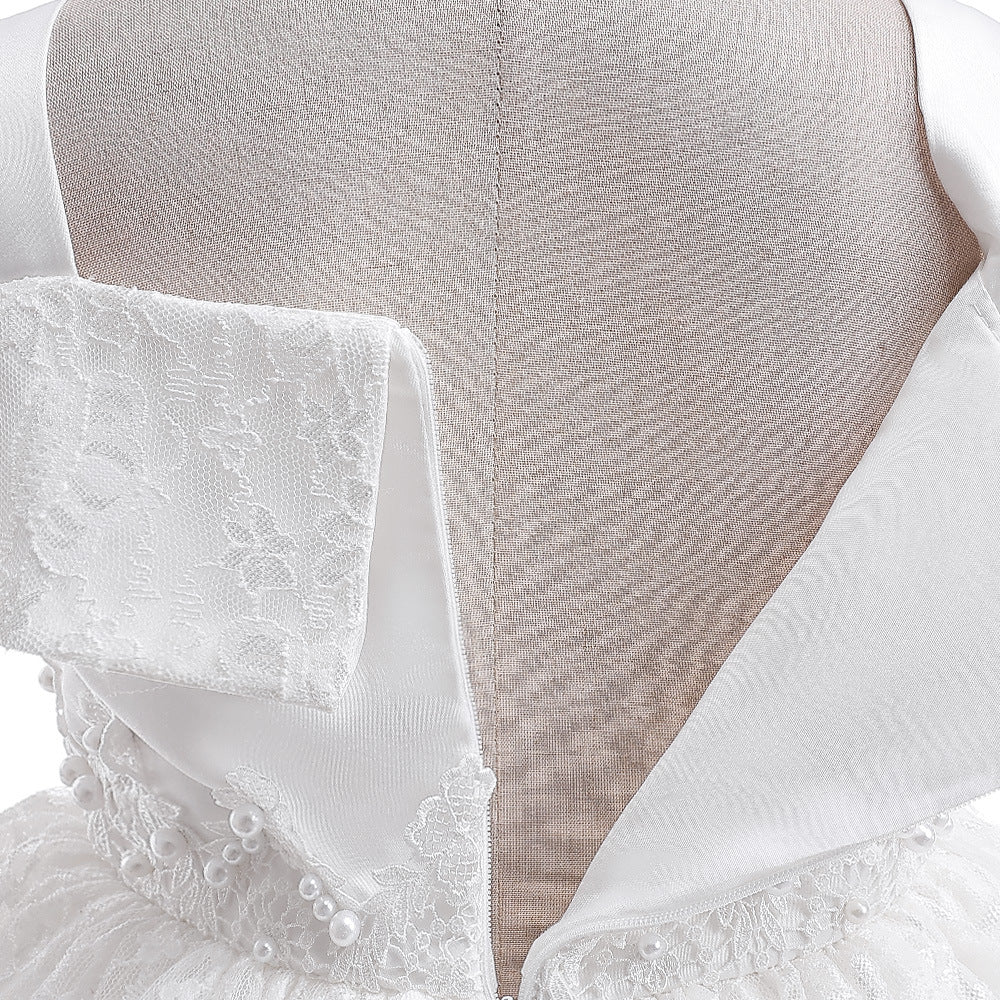 Off Shoulder Lace & Sequin A-Line Girl's High-Low Dress Tea Length