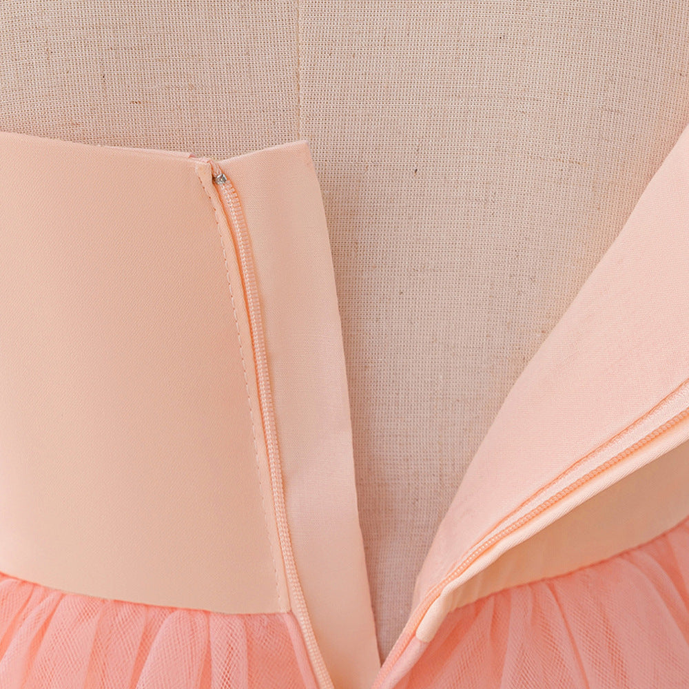 Light Pink Tiered Tulle High-Low Party Dress for Girls (Ages 3-10)