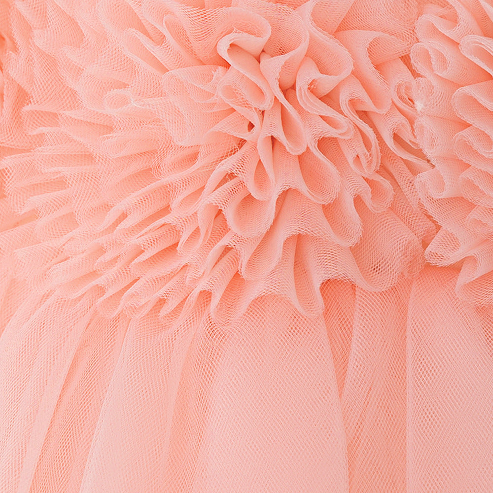 Light Pink Tiered Tulle High-Low Party Dress for Girls (Ages 3-10)
