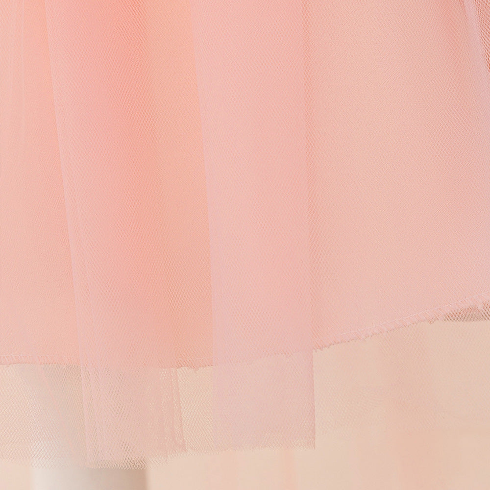 Light Pink Tiered Tulle High-Low Party Dress for Girls (Ages 3-10)