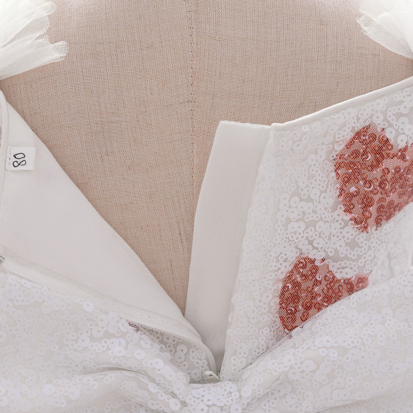 Frocklet Off-Shoulder Puffy Ball Gown Dress for Toddlers – White Sequin Tea-Length Party Dress 4