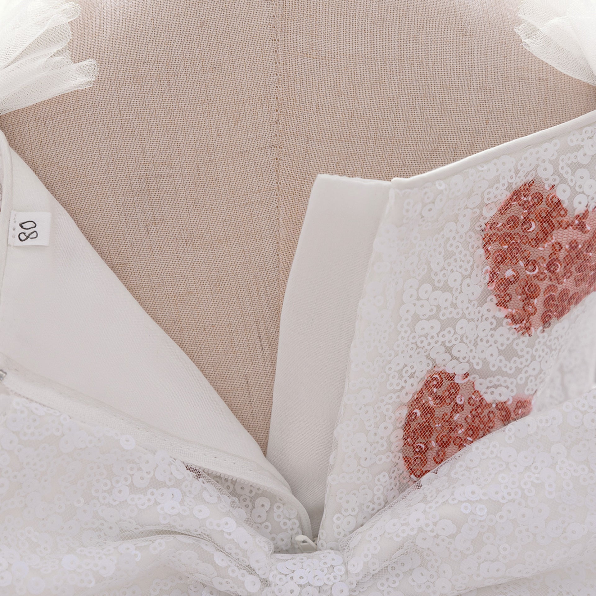 Frocklet Off-Shoulder Puffy Ball Gown Dress for Toddlers – White Sequin Tea-Length Party Dress 4