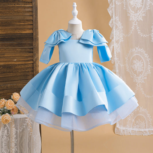 Off-Shoulder Puffy Ball Gown Dress for Girls | Tea Length Princess Party Dress