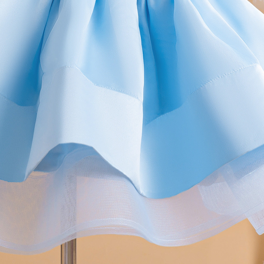 Off-Shoulder Puffy Ball Gown Dress for Girls | Tea Length Princess Party Dress