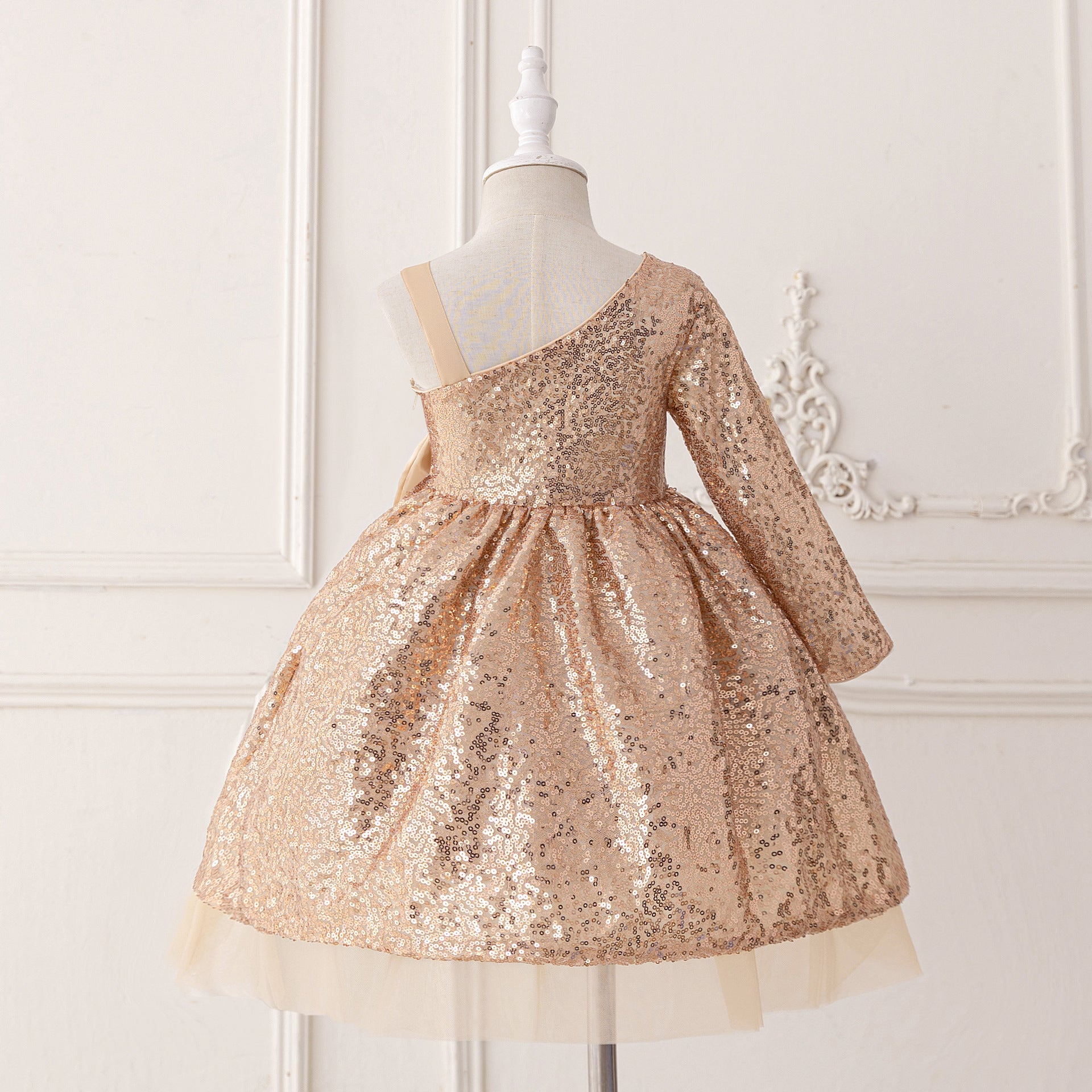 Cute Off Shoulder Sequin A-Line Dress for Girls | Party & Formal Occasion