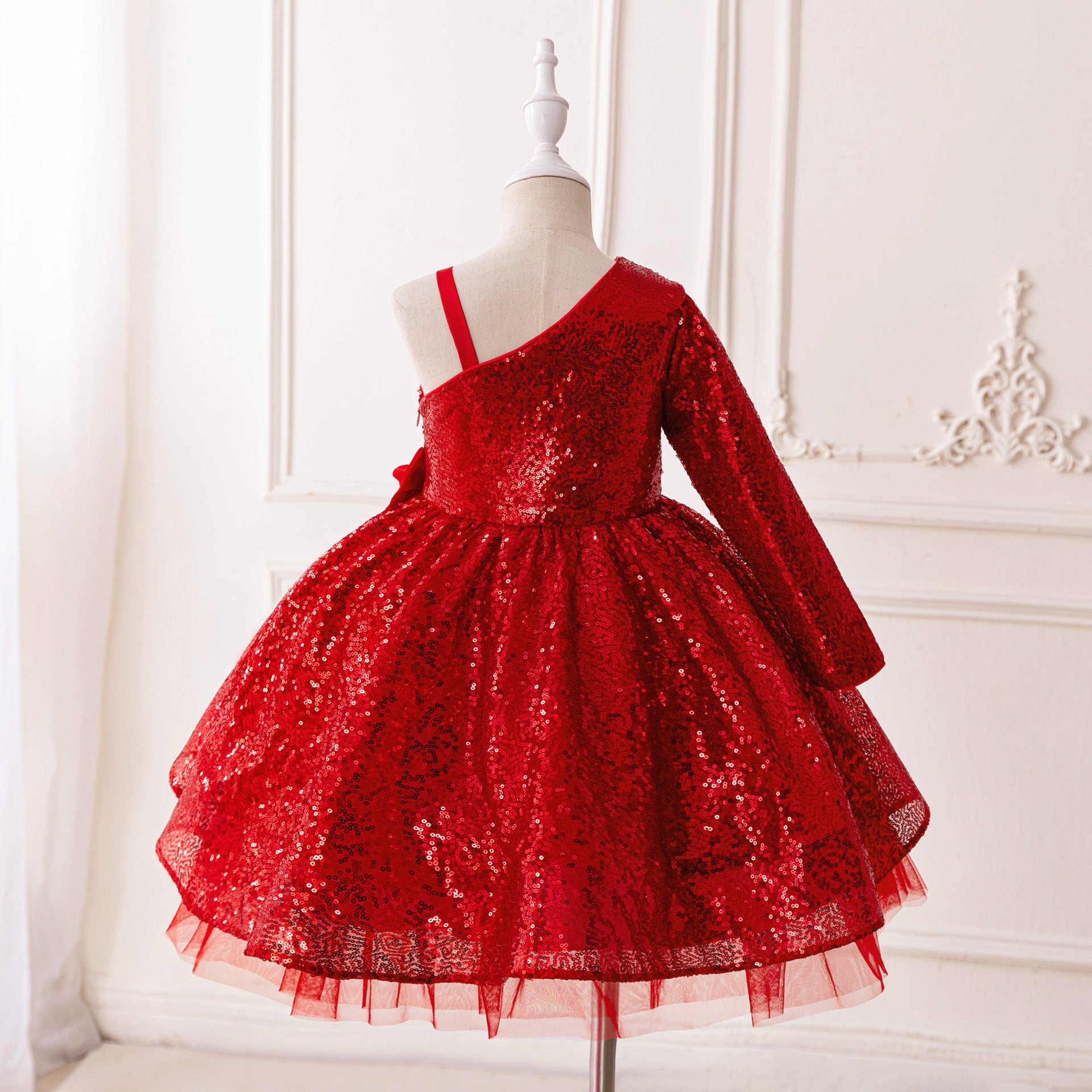 Cute Off Shoulder Sequin A-Line Dress for Girls | Party & Formal Occasion